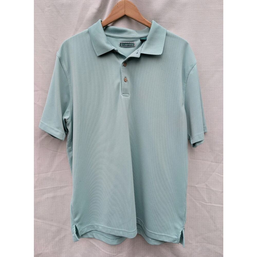 Cubavera Mens Textured Polo Sz XL Short Sleeve Essential Blue Surf Golf Ribbed
